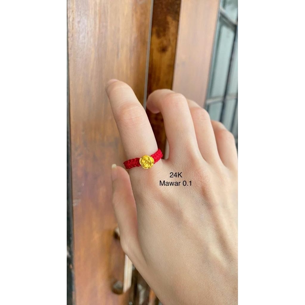Cincin Emas Asli Mawar 24k Hongkong 999.9
