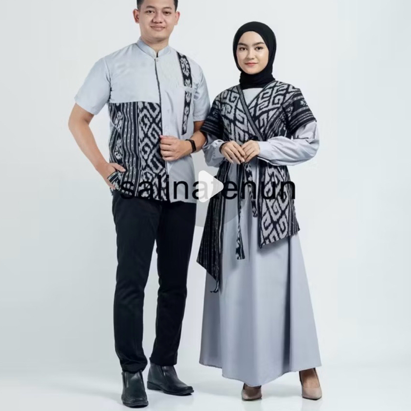 Preloved Nego - Saline Tenun Tania Grey - Set Couple, Baju Couple Lebaran, Undangan