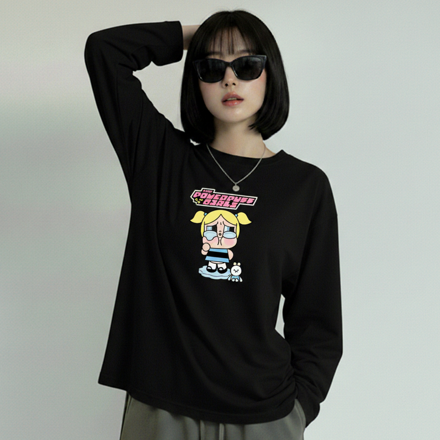 Kaos Oversize Dewasa/Style Hijab Style Motif Kartun Blue Crybaby