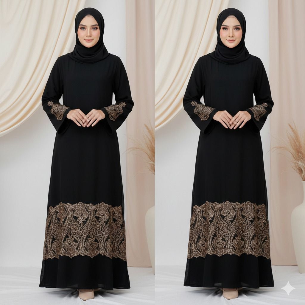 Hana Gamis Jadi Bordir BK Faisley Gamis Lebaran Dress Wanita Muslimah GJTR bySC