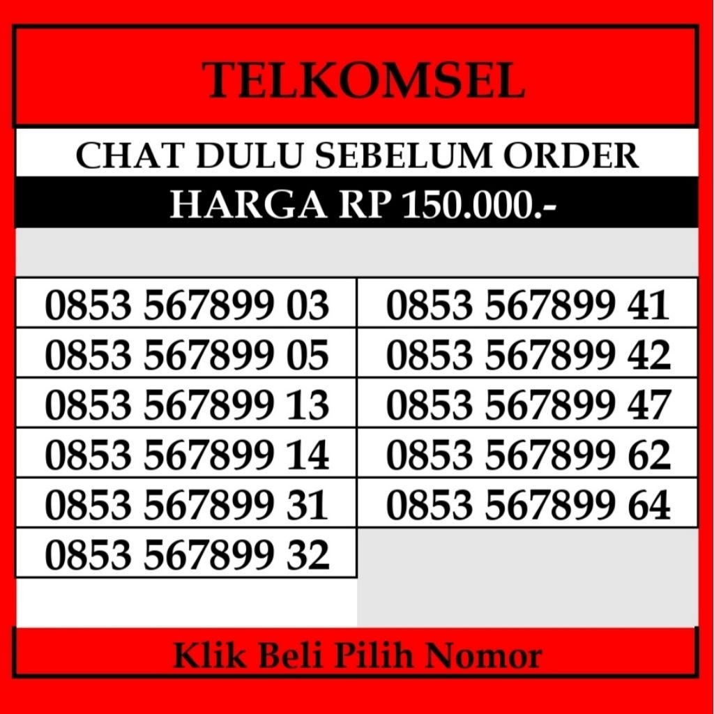 Nomor Cantik Kartu Perdana telkomsel 4G LTE Kartu Perdana Prabayar