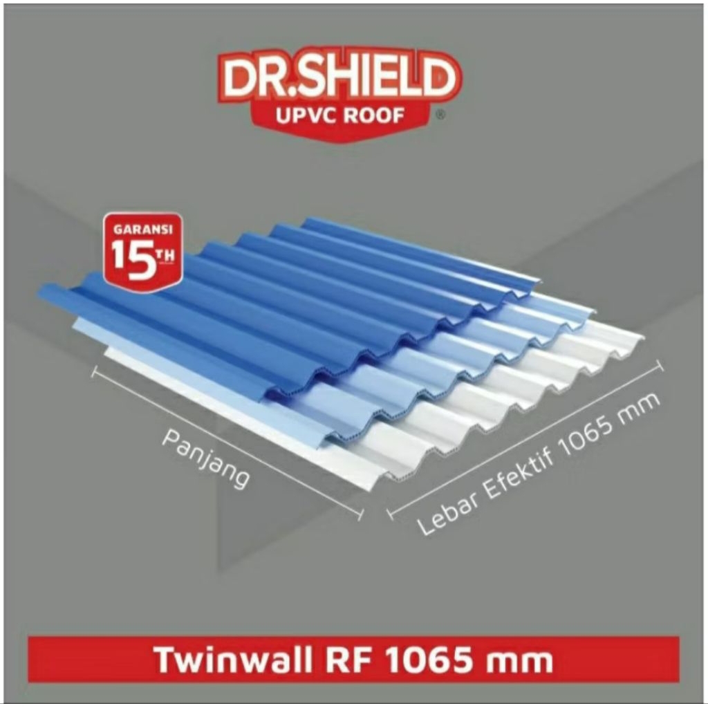 Atap UPVC Dr Shield double layer RF 1065/10 cm