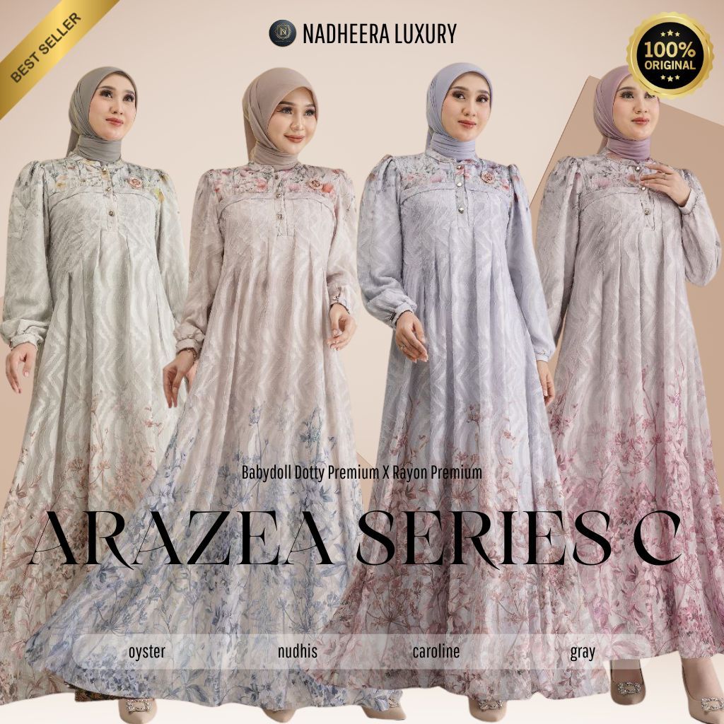 READY COD / ARAZEA SERIES ( DRESS MIDI ) NADHEERA LUXURY TERBARU / GAMIS TERBARU / BY NADHEERA LUXUR
