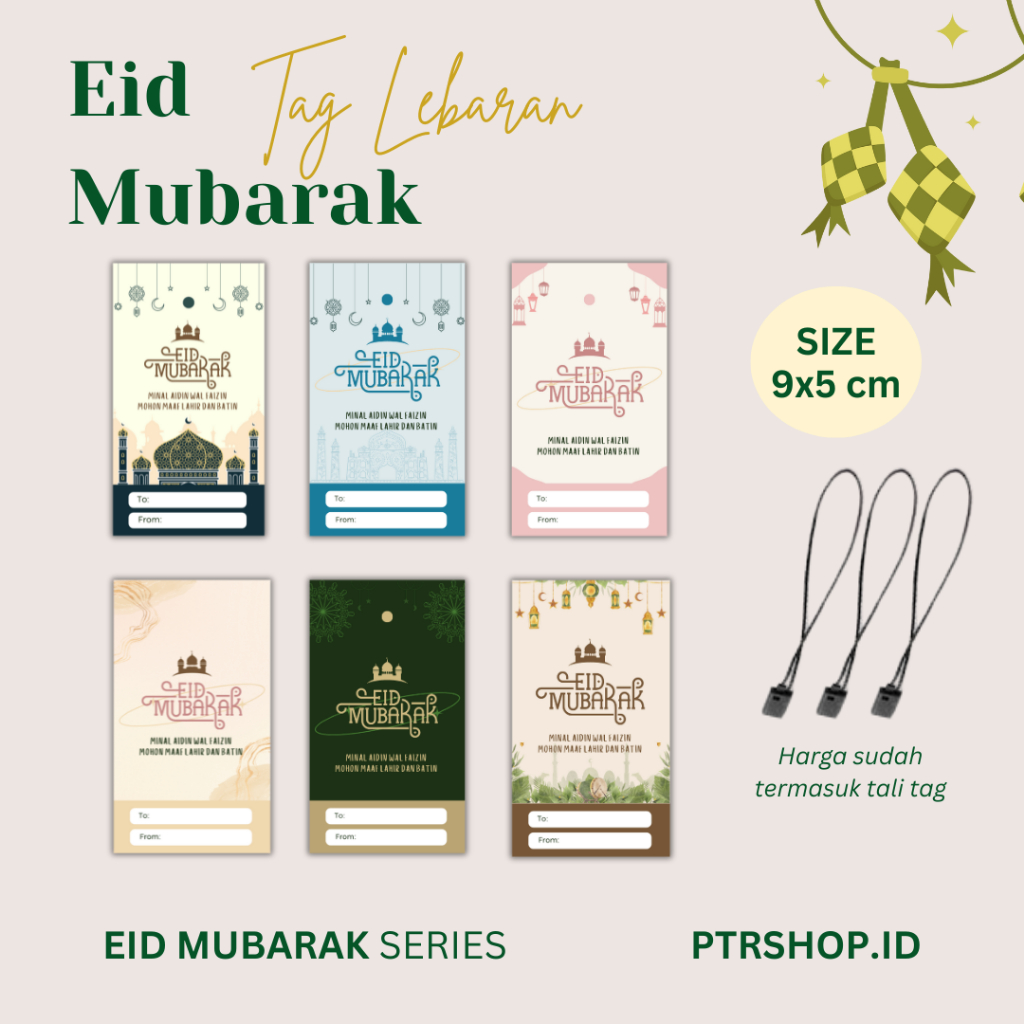 Hang Tag Lebaran Idul Fitri Premium + Tali - Gantungan Hampers Ramadhan - Tag Souvenir Idul Fitri Me