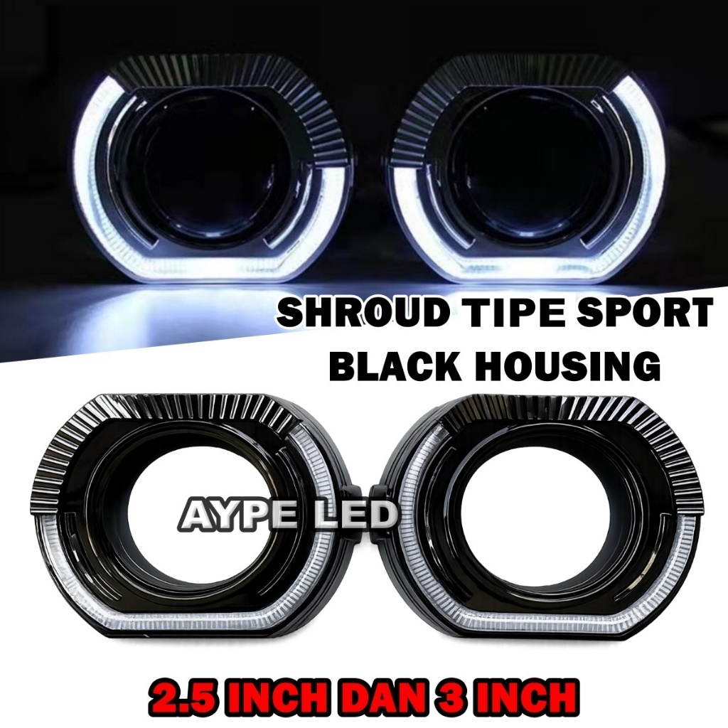 Ring Bmw Sport Black Housing Series 2.5 inch 3 inch Biled Projector Shroud Bmw Model Sport Kokoh