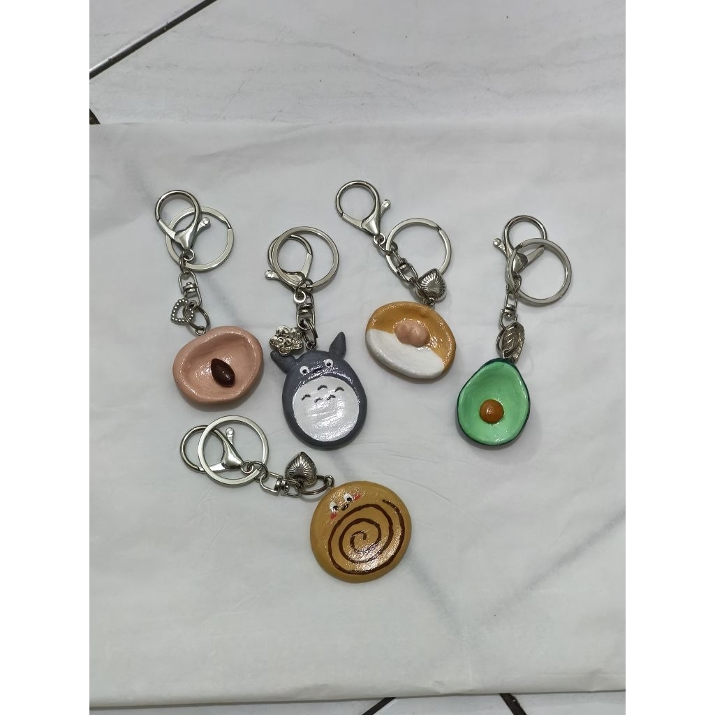 DIY Handmade, worry stone Keychain with charm