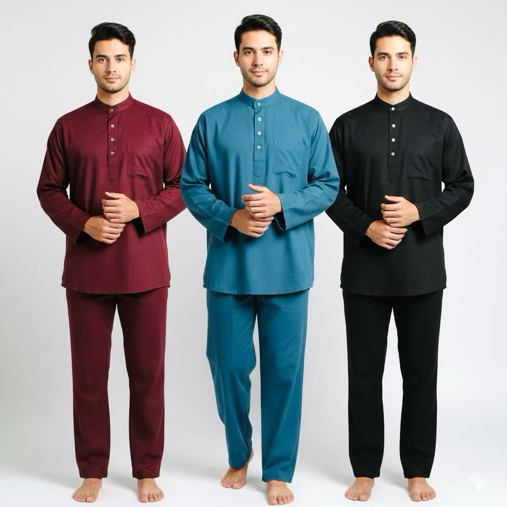 (KATUN TOYOBO)SETELAN PREMIUM BAHAN TOYOBO BAJU KURUNG/BAJU MELAYU PRIA DEWASA TELUK BELANGA