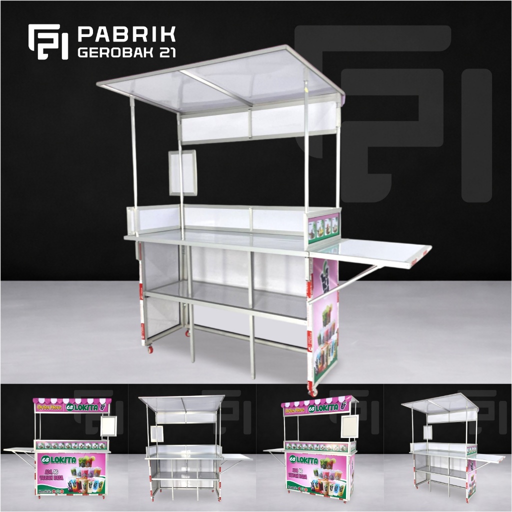 Booth Portable Sekat Atap meja Samping Gerobak Lipat Meja Jualan kekinian Pabrik Gerobak 21