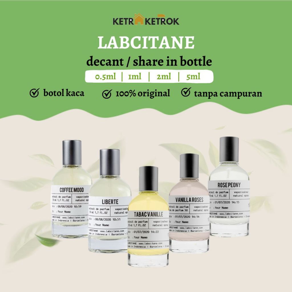 DECANT SHARE Parfum Labcitane Vanilla Roses / Rose Peony / Tabac Vanille / Liberte / Coffee Mood Par