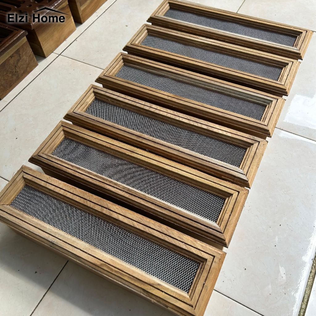 Trendstoree_Net Loster Minimalis Roster Kayu Jati Asli Moderen Ventilasi Udara 40 X 11 Cm Lubang