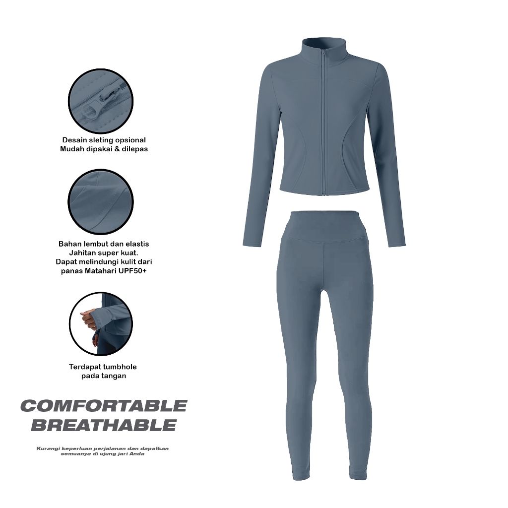 V3 - Setelan Jaket Olahraga Wanita Setelan Baju Zumba Setelan Jaket Gym Setelan Baju Olahraga Polos 