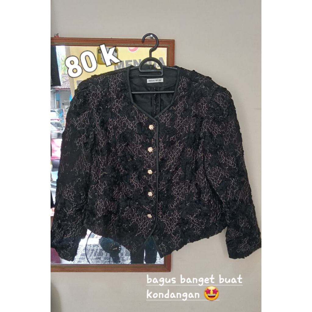 [PRELOVED] Blazer Brokat Hitam Prio Wear LD 100 Jacket Kebaya Kondangan Formal Eksklusif