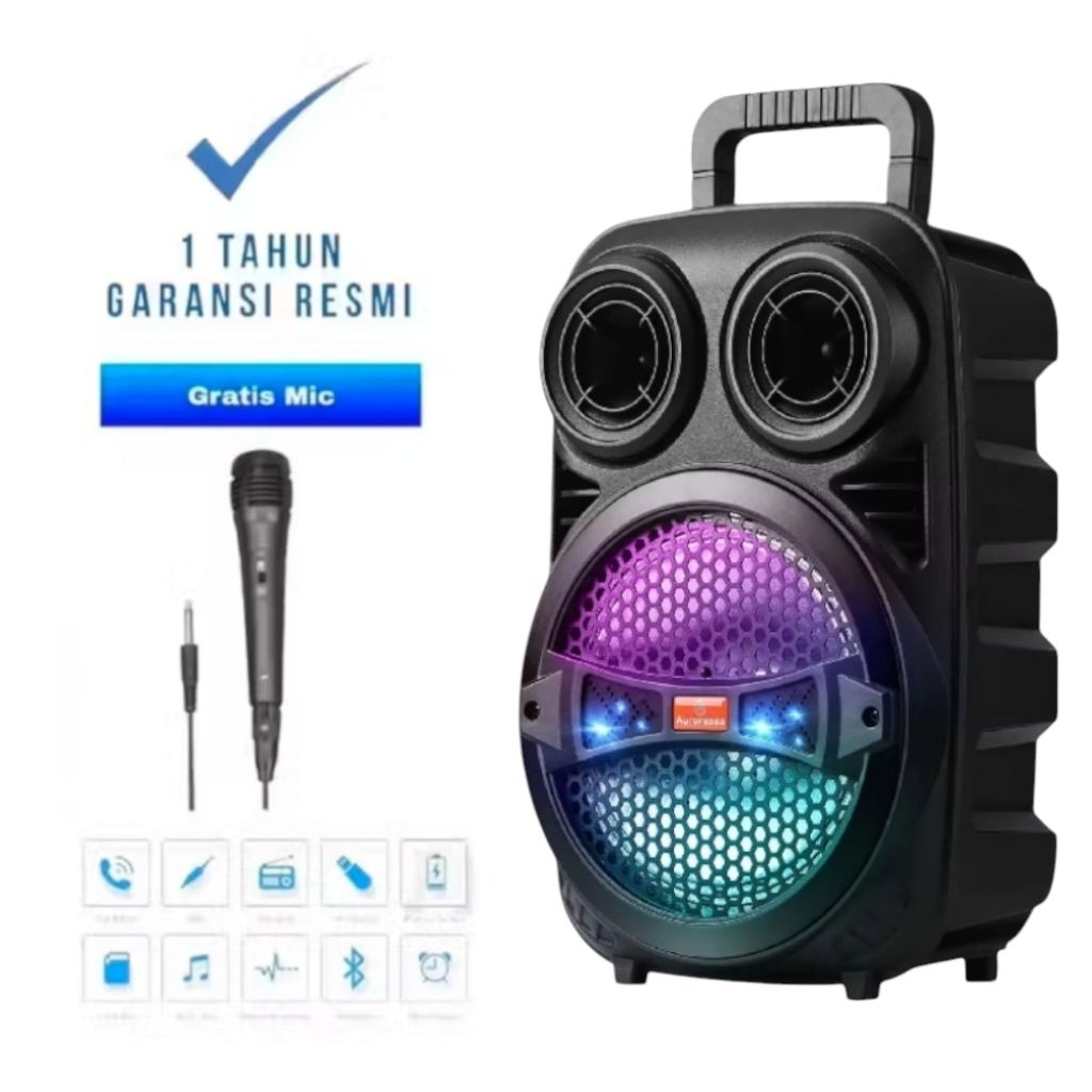 Speaker Salon Aktif Bluetooth Full Super Bass Free Mic Karaoke Kimiso QS 7801-Speaker Bluetooth Kara