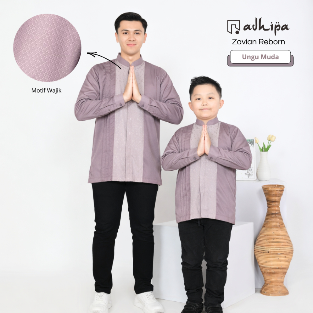 Adhipa Koko Couple Ayah Anak Zavian Reborn warna Ungu Lavender lengan panjang