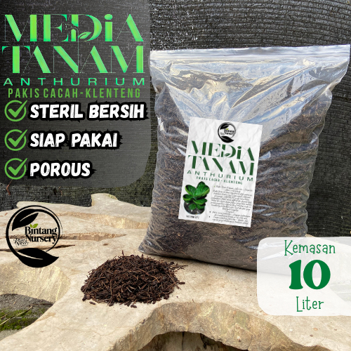 MEDIA TANAM ANTHURIUM PREMIUM PAKIS CACAH - KLENTENG, Kemasan 10 Liter, Steril Bersih, Siap Pakai, P