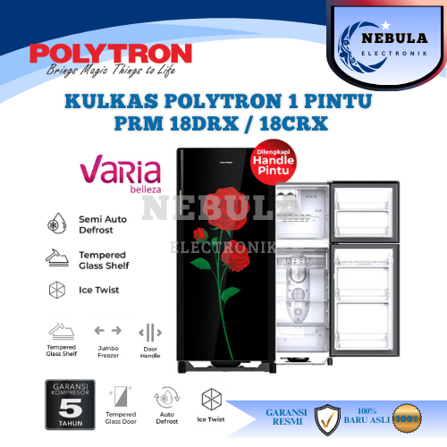 KULKAS POLYTRON 1 PINTU 180 LITER/POLYTRON KULKAS 1 PINTU BELLEZA  VARIA 180 LITER