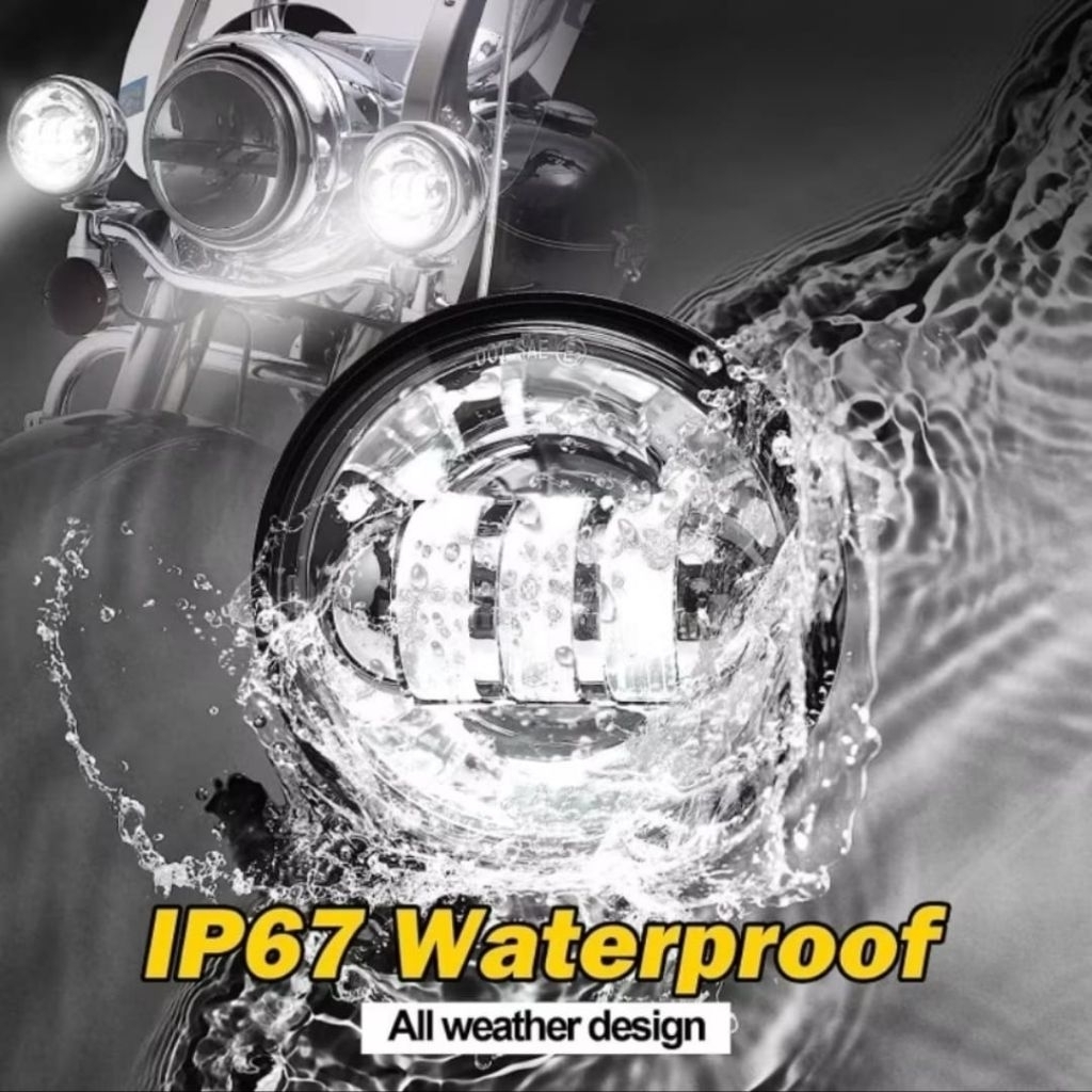 Lampu DAYMAKER Motor.C70 LED 2 warna 4,5 inch Bulat Hitam