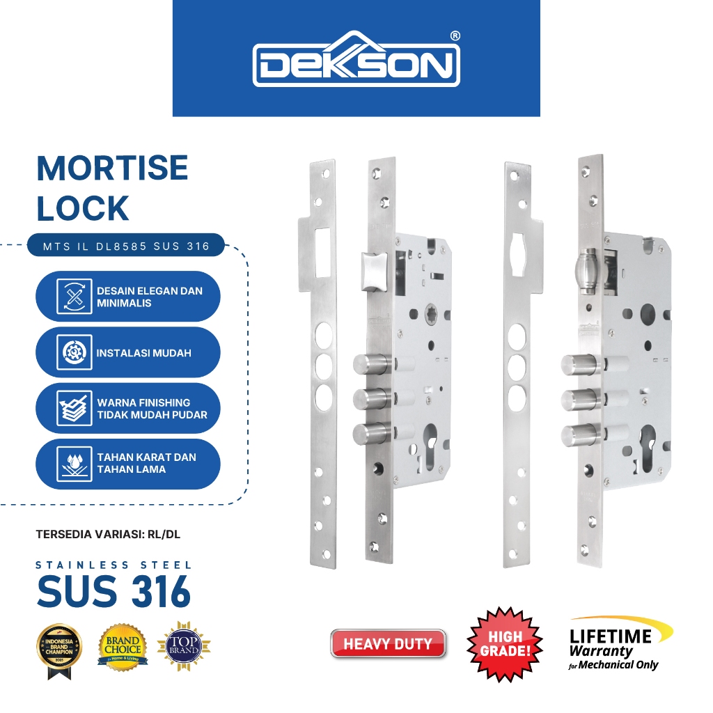 DEKKSON Mortise Lock Interlatch Rumah Kunci 8585 SUS 316