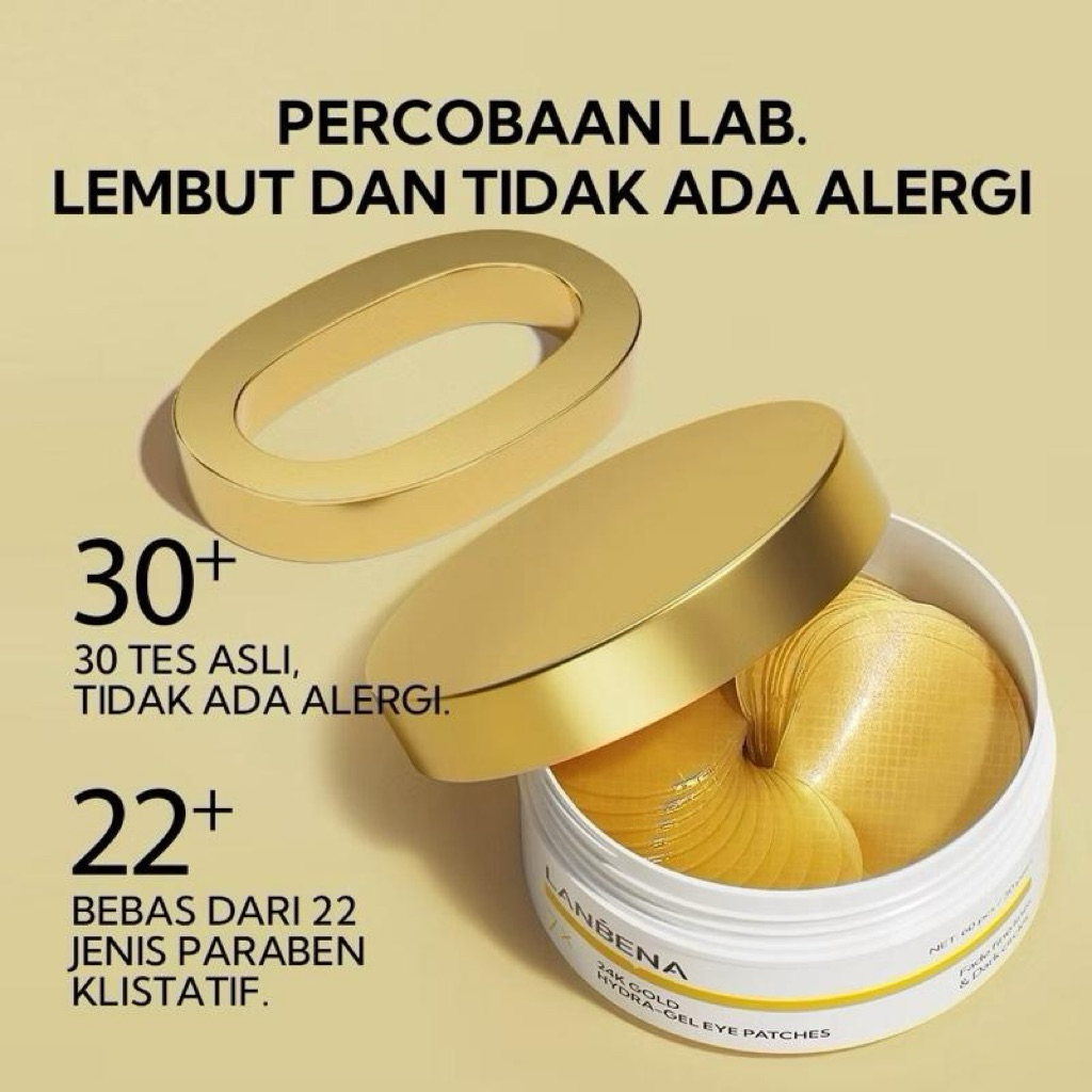 LANBENA 24K Gold Collagen Eye Patch Penghilang Kantung Mata Lingkaran Hitam Masker Mata Anti Penuaan