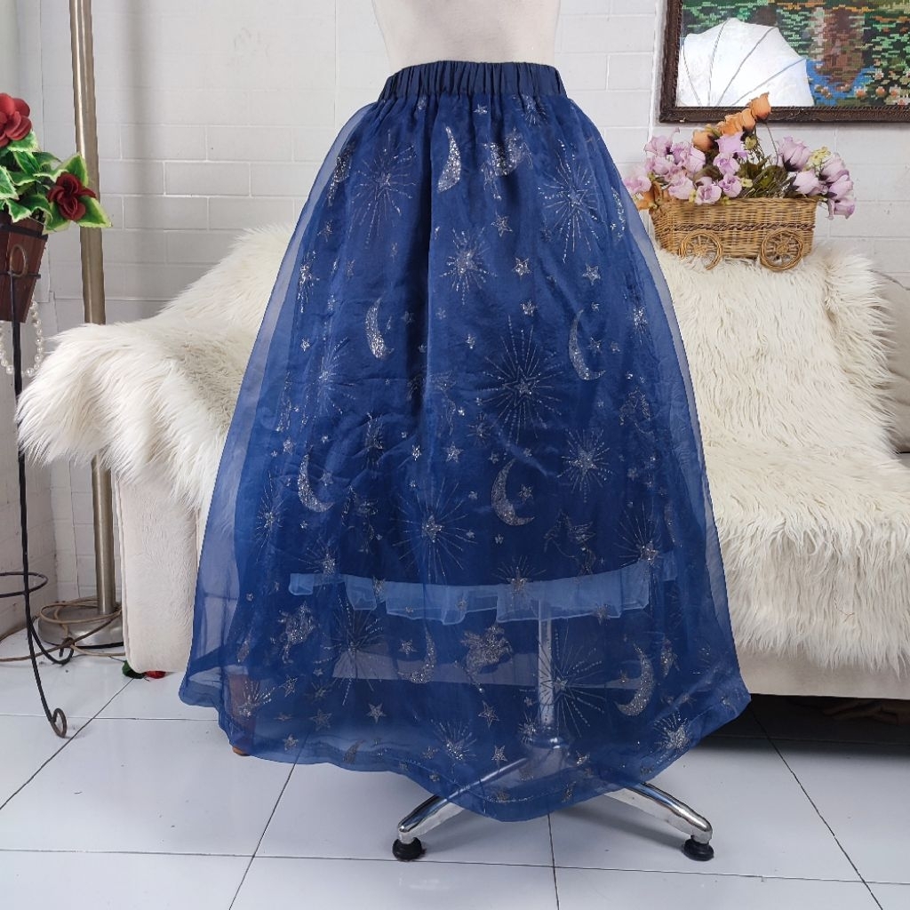 rok panjang rok organza panjang rok navy organza rok organza sparkle rok megar navy