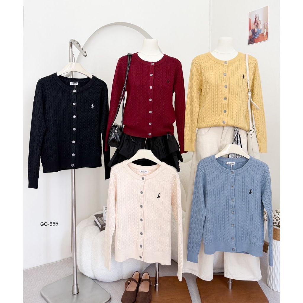 GC555/4039 ATASAN WANITA CARDIGAN RAJUT PREMIUM GIANTS BKK MOTIF POLO