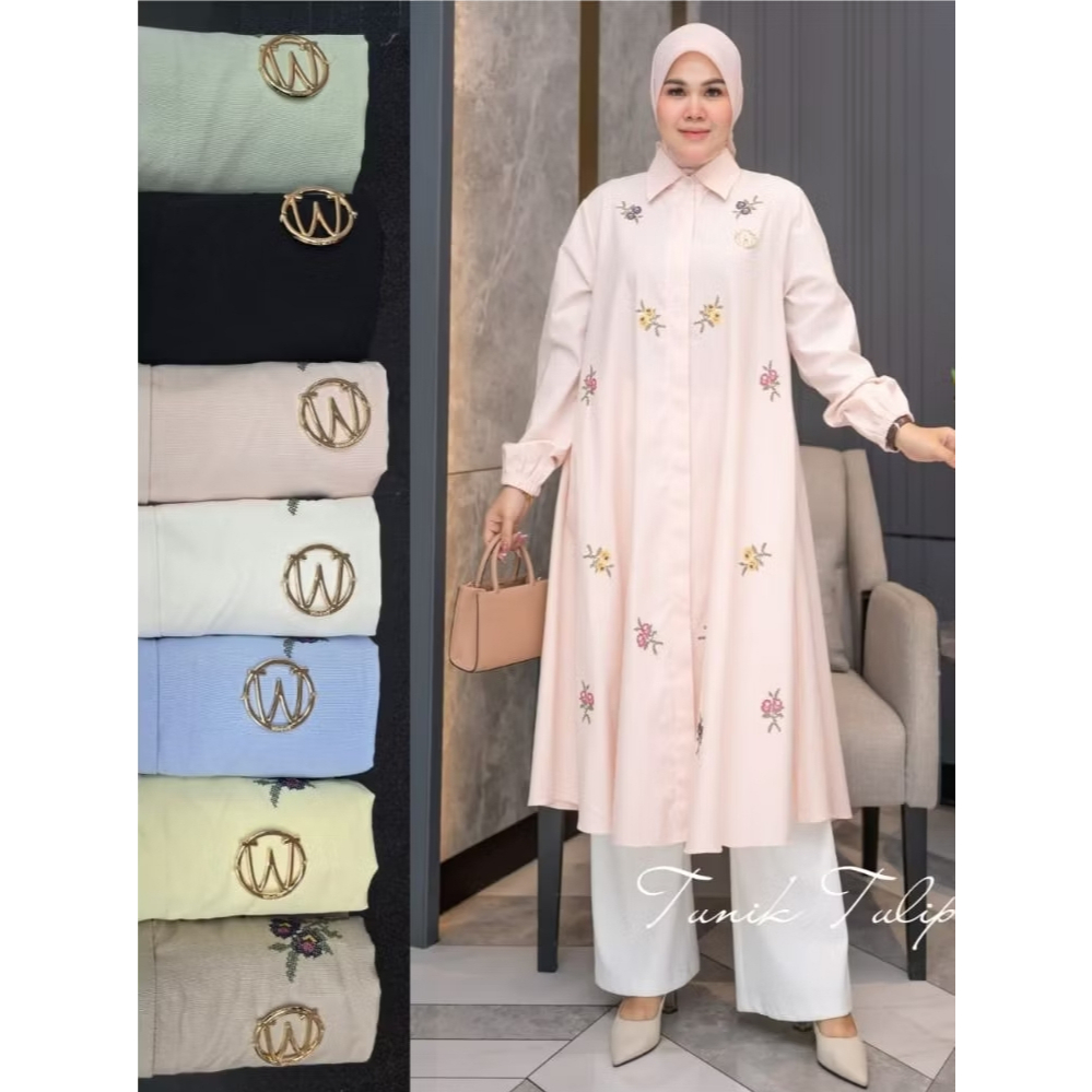 Atasan Tunik Katun Bordir Premium Winody TUNIK TULIP Mewah Elegan