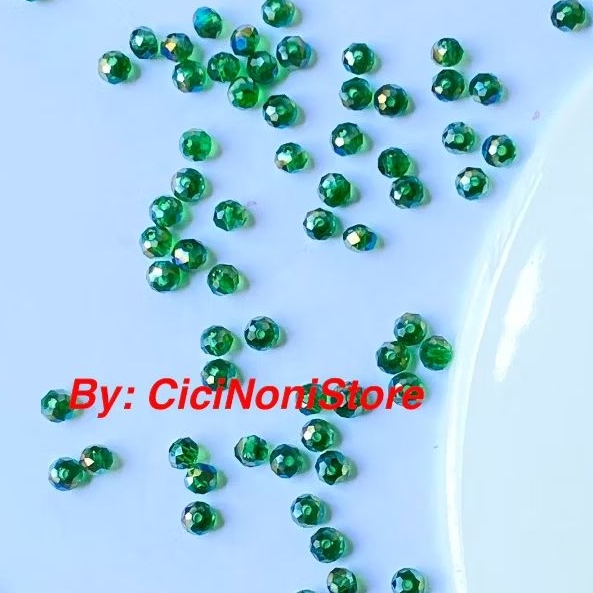 Kristal Mote Manik Payet Ceko Mewah Glowing Size Kecil Lubang Tembus Uk 3 mm per 50 butir