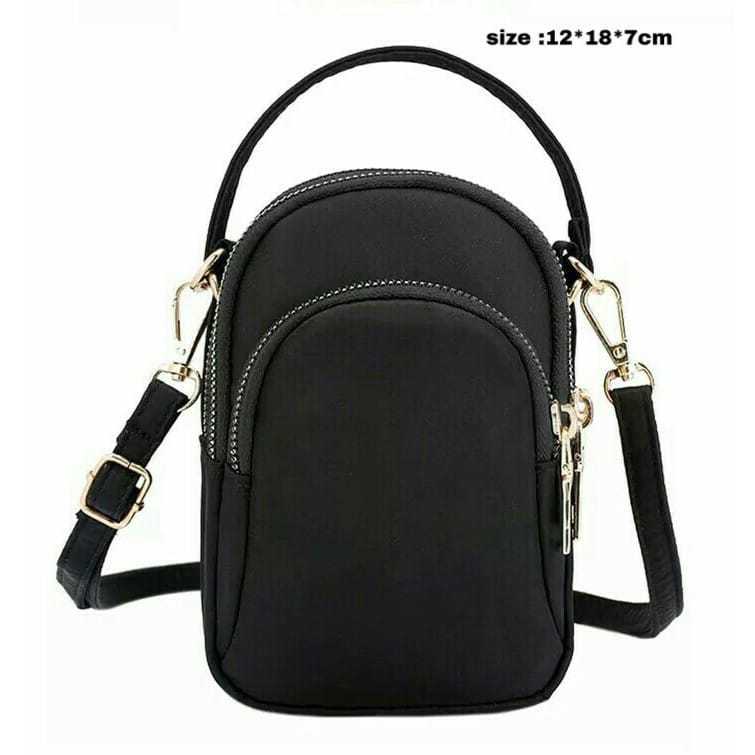 Tas Selempang Wanita Mini - Desain Elegan, Warna Hitam, Bahan Longchamp