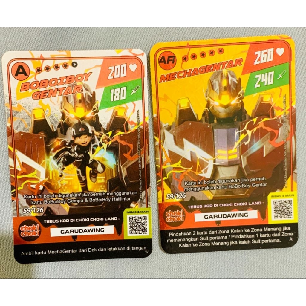 kartu boboiboy choki-choki foil