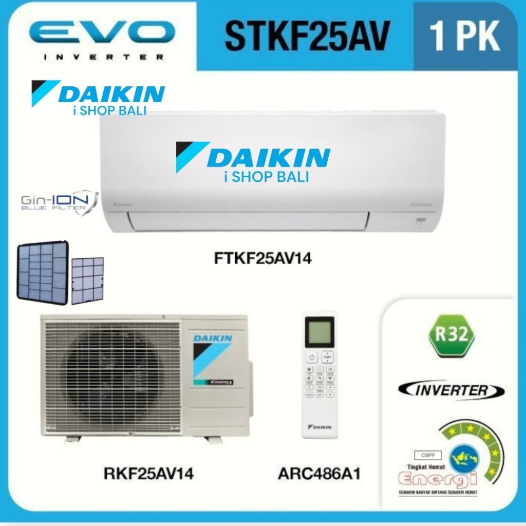 Ac Daikin Evo Inverter 1 Pk FTKF25AV Daikin Ac Malaysia Inverter 130 Watt 1 Pk STKF25AV Include Pema
