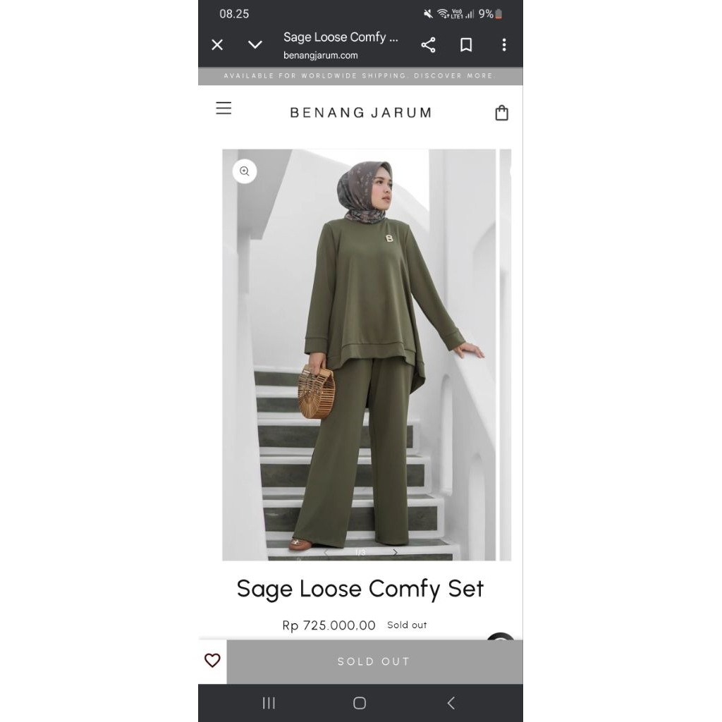 PRELOVED PRIBADI SAGE LOOSE COMFY SET BENANG JARUM SIZE M