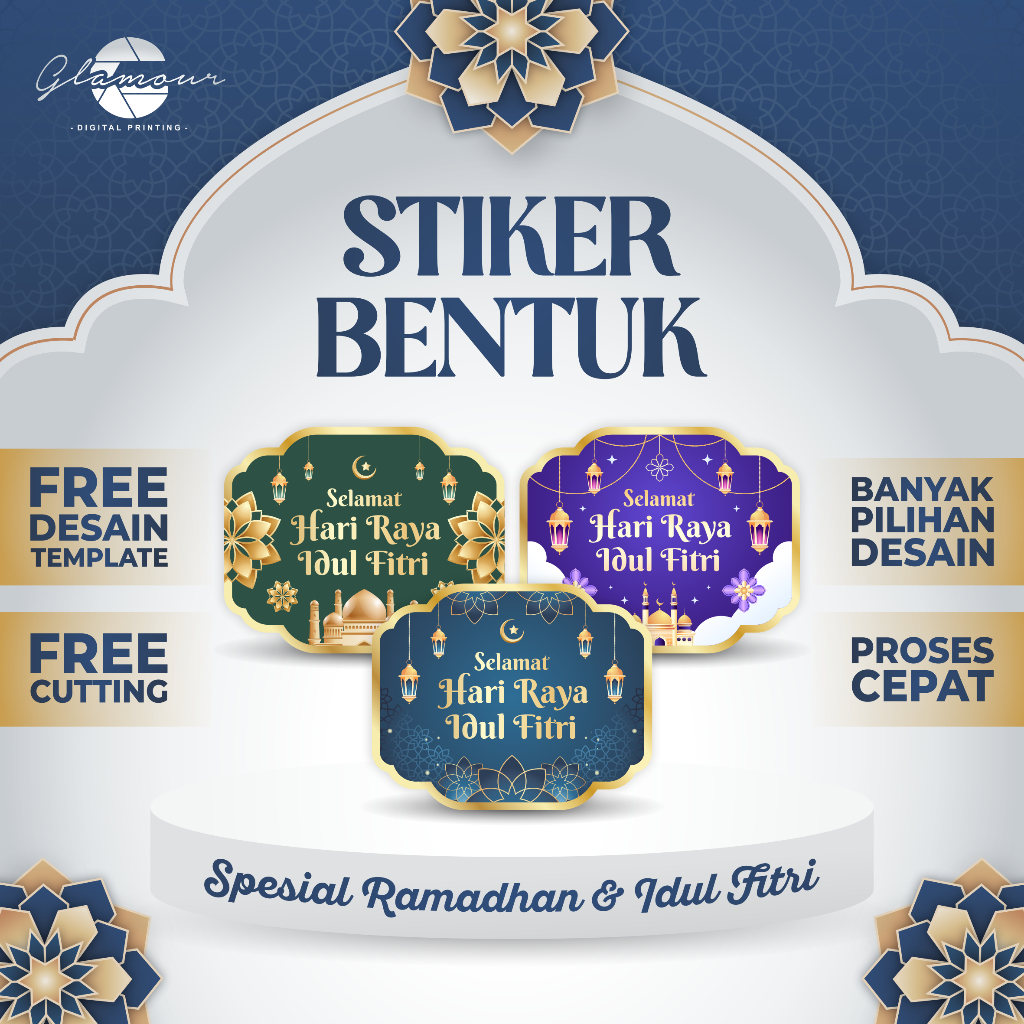 Stiker Lebaran Idul Fitri Bentuk | Stiker Kue Kering Label Makanan | Stiker Thank You Toples | Free 