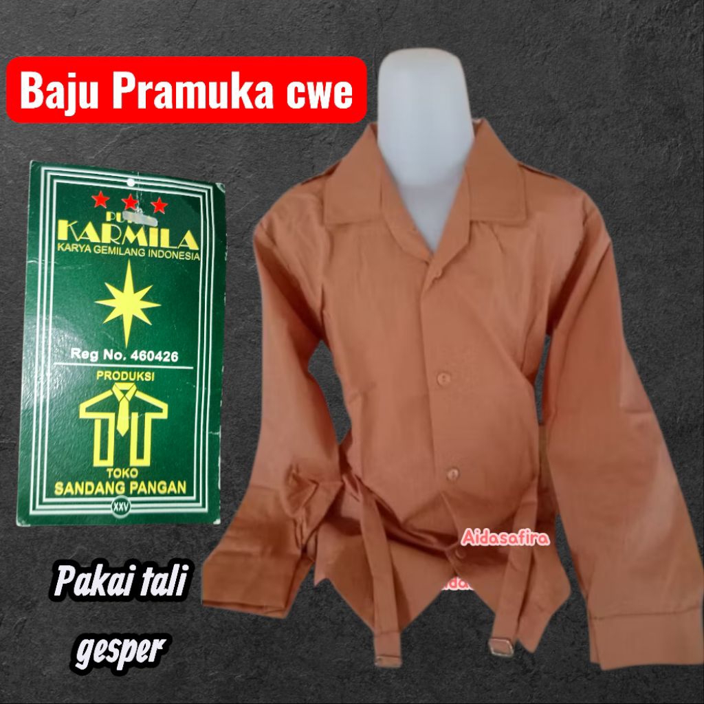 (KARMILA)BAJU PRAMUKA KARMILA PEREMPUAN TALI PINGGANG/BAJU PRAMUKA GESPER/BAJU PRAMUKA PEREMPUAN SD 