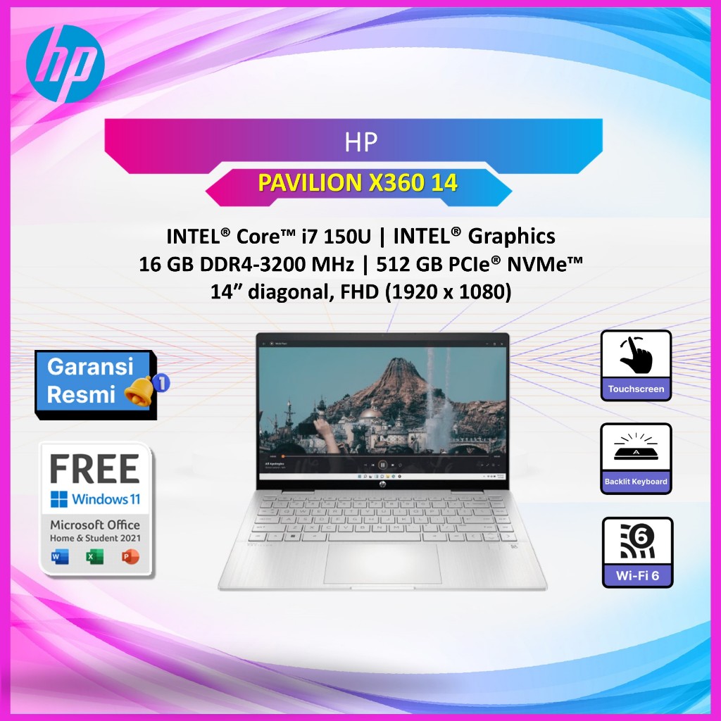 LAPTOP HP PAVILION X360 14 TOUCH CORE I7 150U 16GB 512GB 14.0FHD IPS