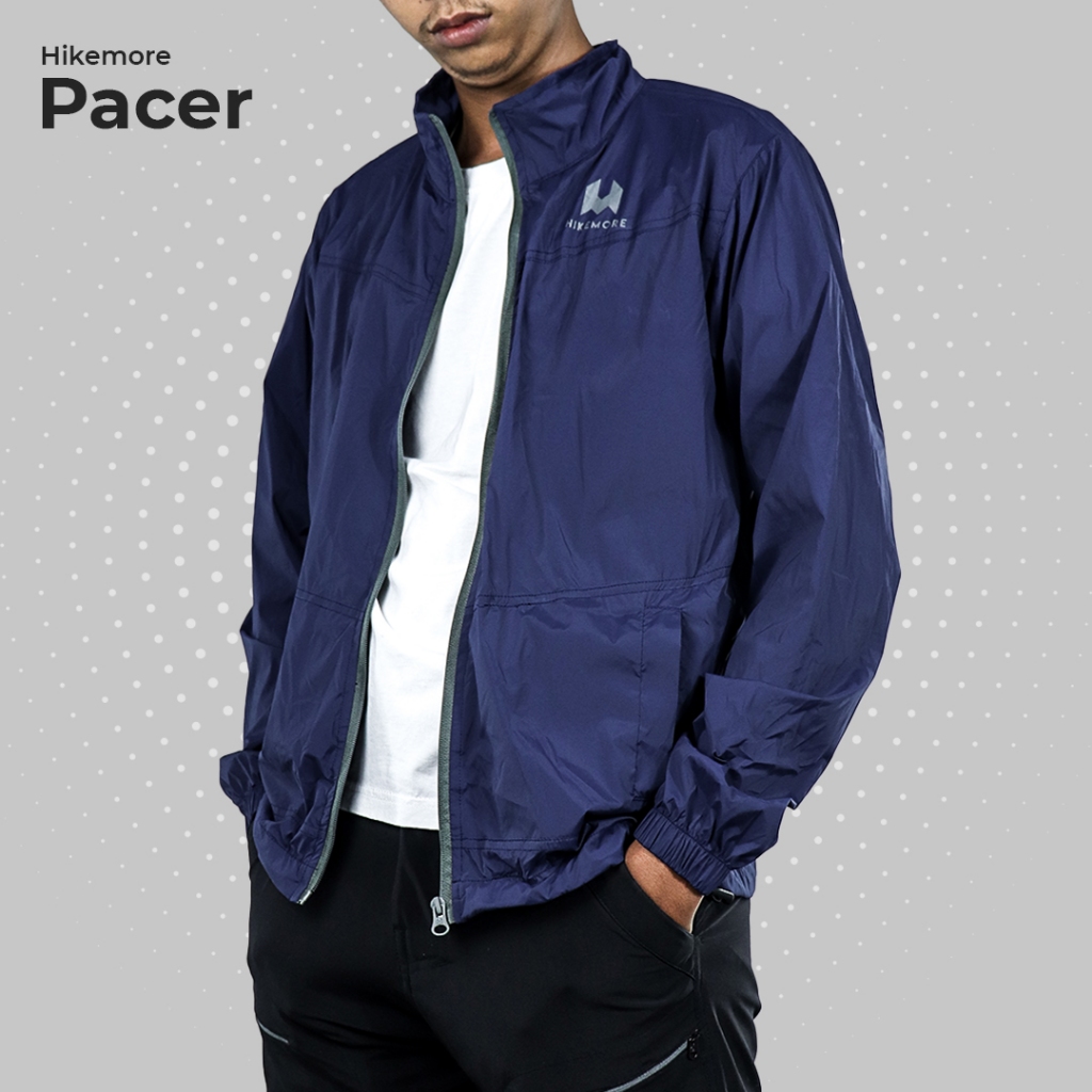 Hikemore Outdoors - Jaket Pacer Windbreaker Unisex Ringan, Water Repellent Jaket Travel
