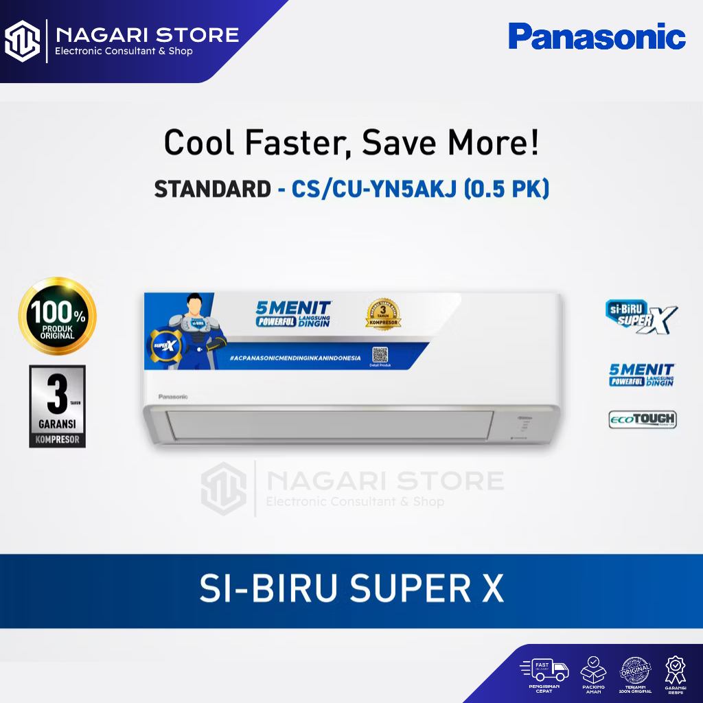 Panasonic AC Split CS-YN5AKJ AC 0.5 PK Standard 5000BTU Ecotough Baru Garansi Resmi