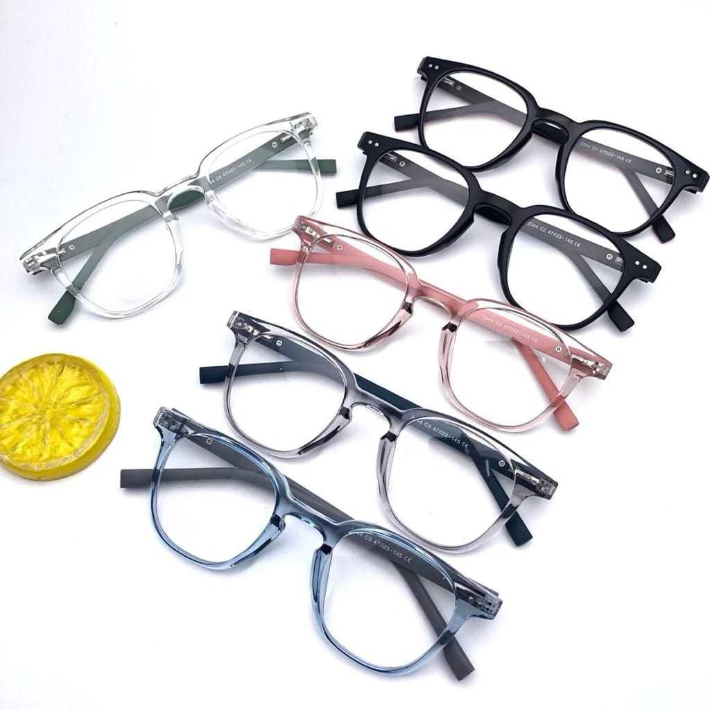Frame Kacamata Kotak 2344 - Lensa Bluecormic, Photocormic, Antiradiasi, Blueray | Minus, Normal, Cyl