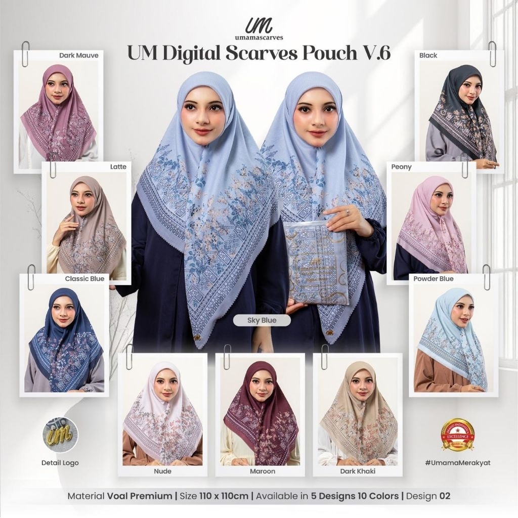 hijab segi empat motif um digital umama dapat 10 pcs