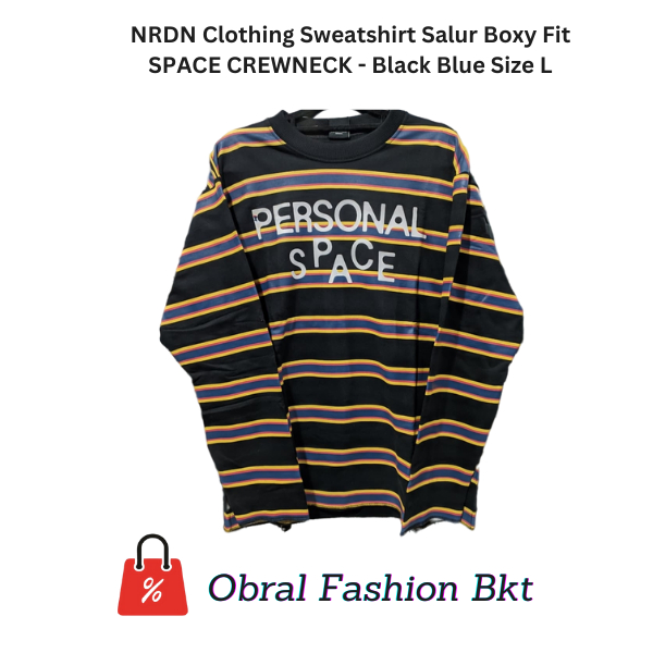 [RARE PRODUCT] NRDN Clothing Sweatshirt Salur Boxy Fit SPACE CREWNECK - Black Blue Size L