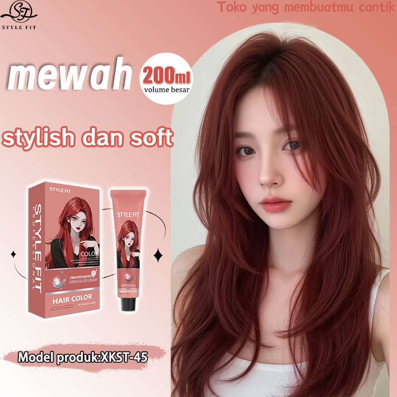 [Pengiriman Cepat]STYLE FIT Cat rambut merah raspberry 200ML ,warna top mencerahkan kulit ,semir ram