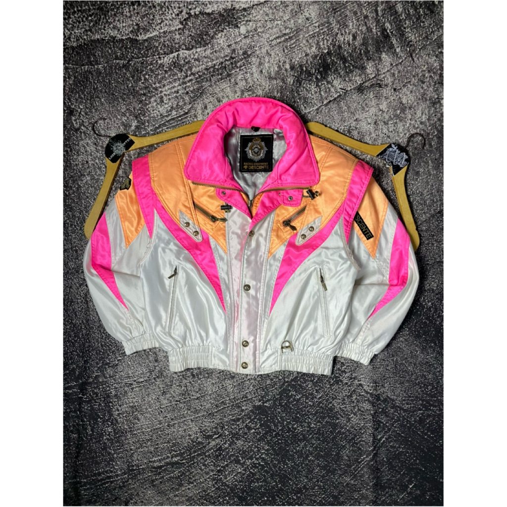 JACKET VINTAGE RACING CROP COLOUR BLOCK LANGKA || DESCENTE  || MEWAH - JARANG TERJADI