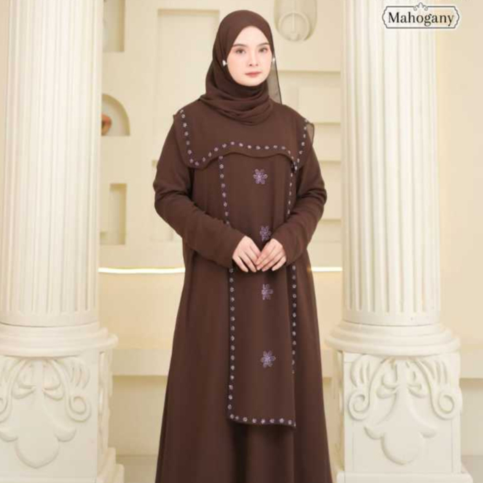 RAhima Dress Baju Gamis Terbaru Ceruty Babydoll  Mix Swarovki Baju Lebara