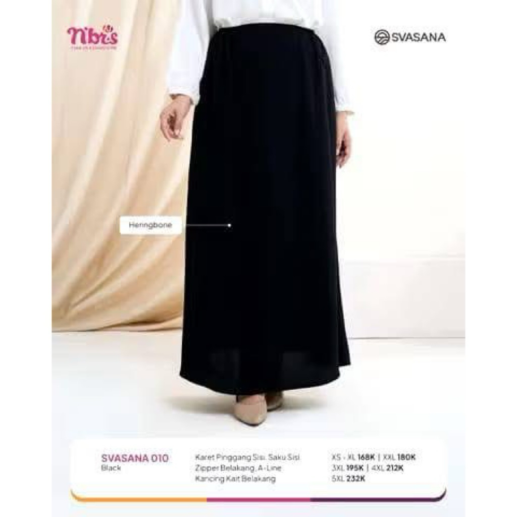 ROK HITAM NIBRAS SVASANA 010 black_ROK NIBRAS TERBARU_ROK NIBRAS KEKINIAN_ROK GURU