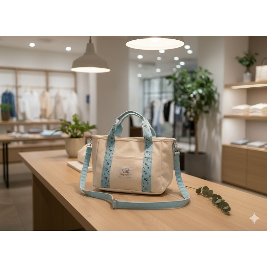 tas kanvas snoopy tali biru