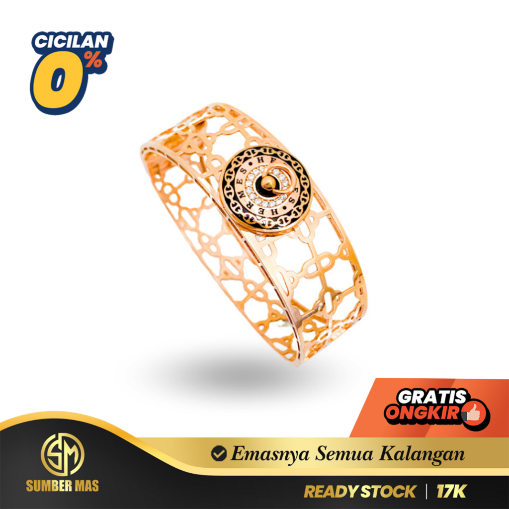 SUMBER MAS - Gelang Kolong Emas Pweetys Variasi Rose Fashion 17K