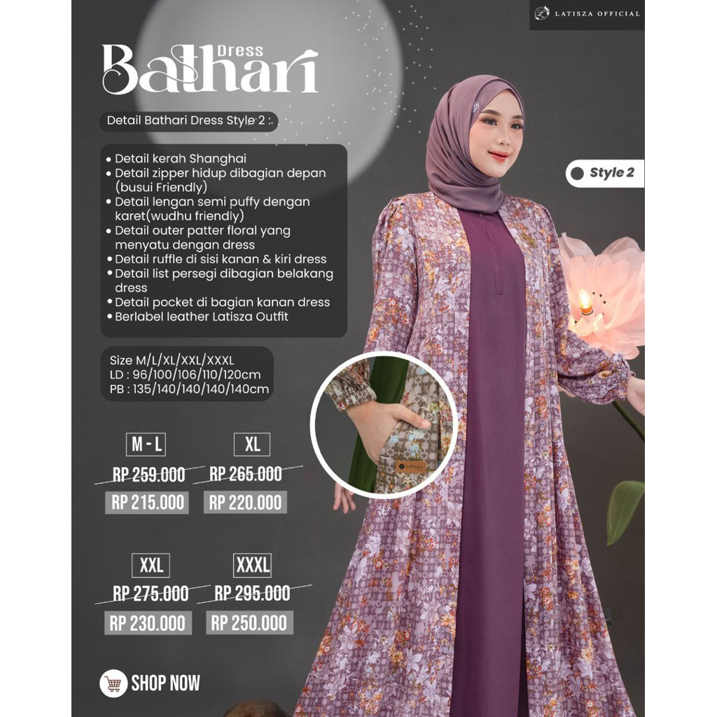 BATHARI STYLE 2 // LATISZA OFFICIALL // DRESS TWILL PREMIUM ELEGAN DAN BERKELAS // GAMIS MUSLIMAH SI