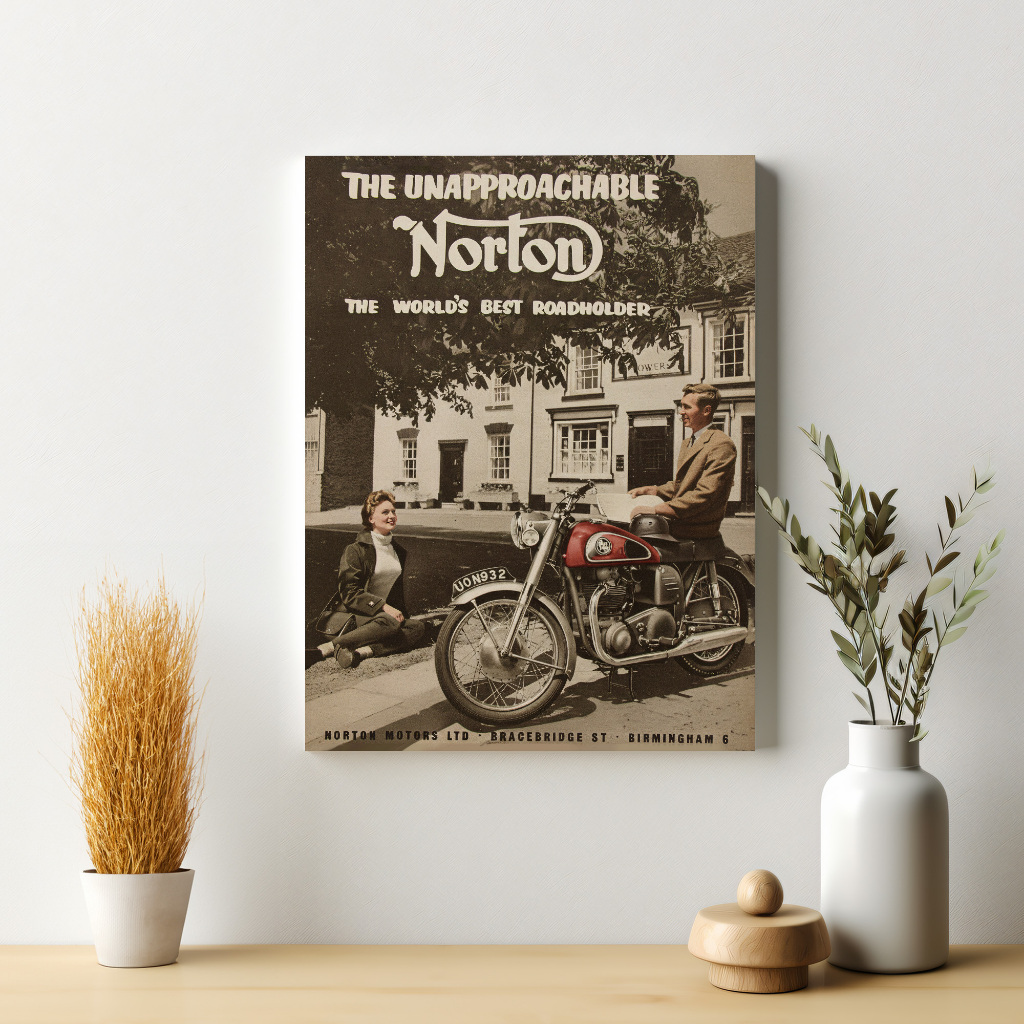 Norton Motor Poster Iklan Jadul retro Hiasan Dinding Siap pasang