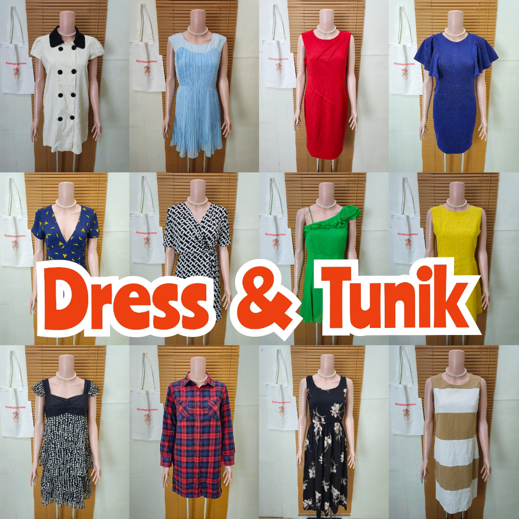Dress / Tunik / mini Dress lengan pendek  / Long Dress / Daster / sabrina / tali satu