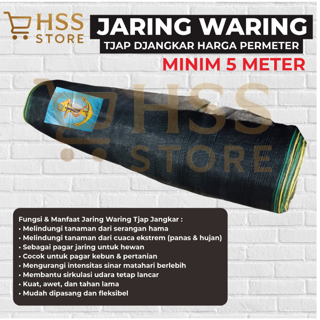 Jaring Waring Tjap Djangkar  Meteran Minim 5 Meter  / Waring Jaring Hitam / Jaring Hitam Waring Tjap