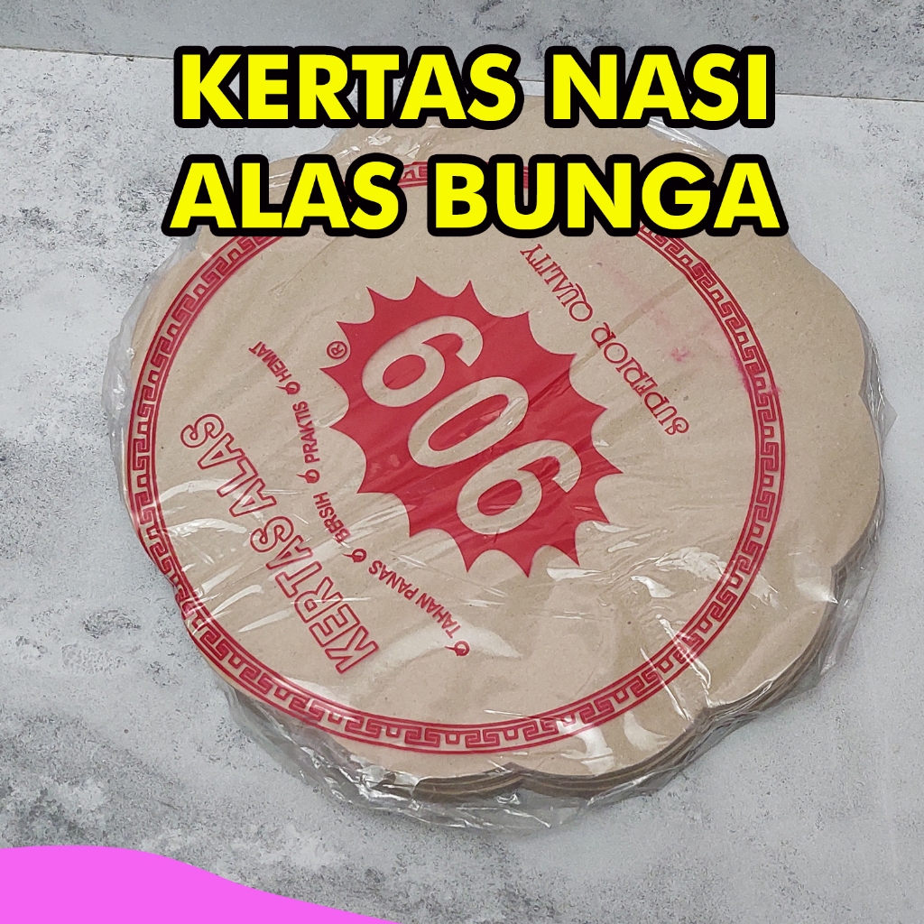 kertas alas nasi bunga (+- 150 lembar ) kertas bunga alas bunga coklat kertas nasi coklat bentuk kem
